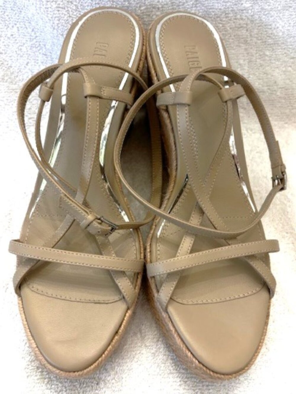Paige Marlow leather ankle strap espadrille platform wedge sandals NWOT Size 9